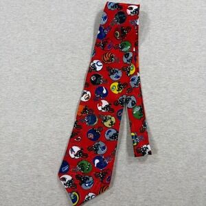 Team NFL Necktie Mens OS Red Excellent Football Helmet‎ Print Silk Blend Tie